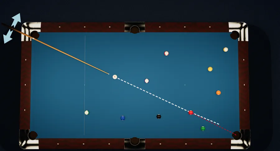 CueSim All paths: every ball's predicted path drawn on the pool table