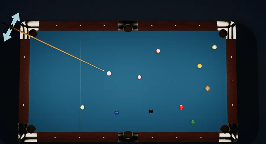 CueSim with no path previews: just the pool table